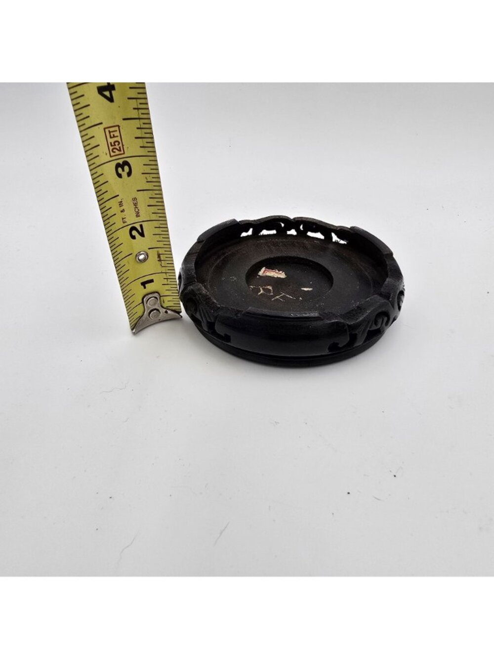 Asian Wooden Display Stand Intricate Cut-Out Design Vintage Era Black Finish - Picture 7 of 7